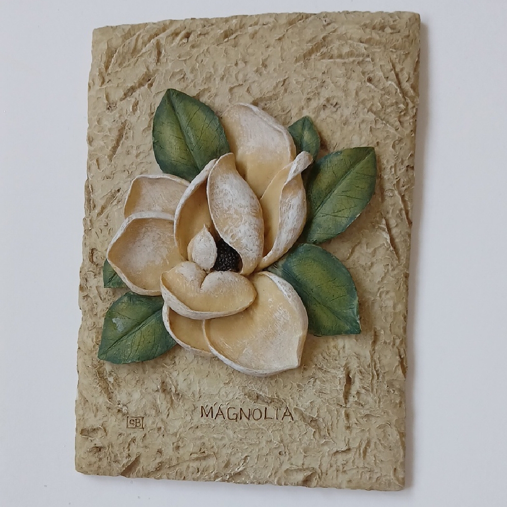 Magnolia 3D Resin Garden Wall Plaque 4.5x6.25" Cheri Blum